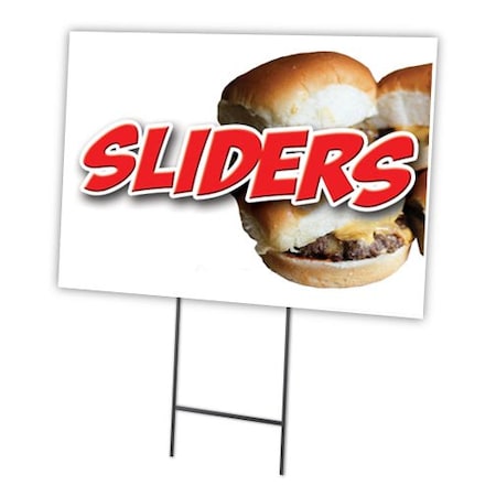 Signmission Sliders Mini Burger Yard & Stake outdoor plastic coroplast window, C-1216-DS-Sliders Mini Burger C-1216-DS-Sliders Mini Burger